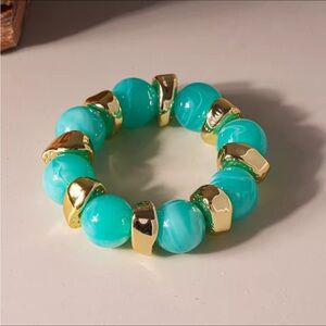 Brand New 🎾 Boho Beaded Turquoise and Gold Bracelet